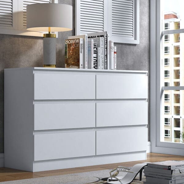 Stora 6 Drawer Wide 3+3 Chest - Matt White | FWStyle